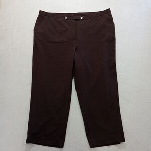 Investments 2 Capri Pants Women's Size 20W Brown Faux Pockets Back Real Front